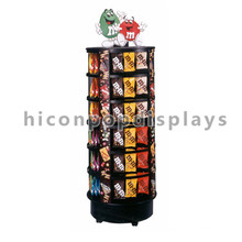 Brand Name Wood And Metal Black Food Retail Shop Round Shape Rotating Chocolate Candy Display